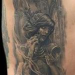 Tattoos - Surrealistic black and grey portrait on ribs - 111529